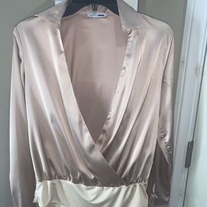 Light pink, body suit.